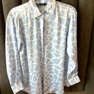 Zara Baby Blue Animal Print Shirt